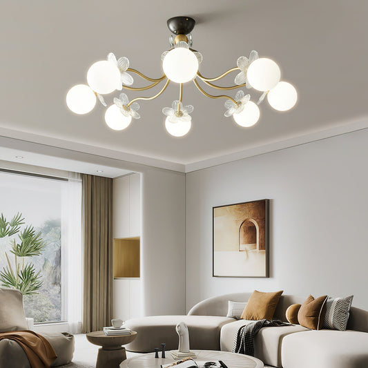 Floral Pendant Light – Elegant Glass Ceiling Fixture for Home Office Decor