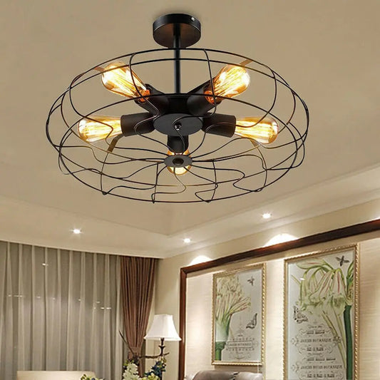 Ceiling Light Fixture – Retro Elegant Cage Lamp for Home Office Decor
