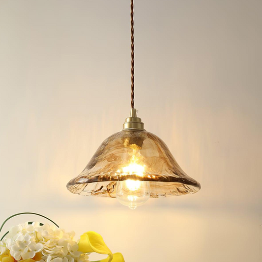 Pendant Light Brown – Shimmering Glass Designer Lamp for Home Office Decor