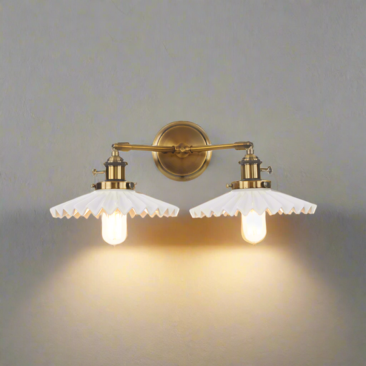Wall Light Fixture – Elegant Ceramic Double Wall Sconce for Home Office Decor