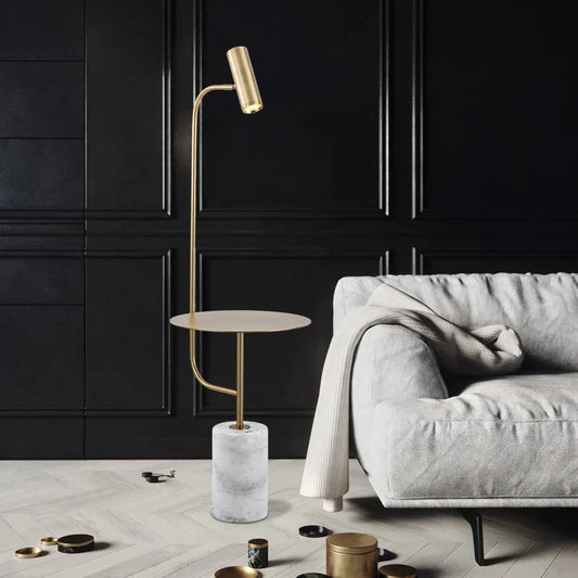 Floor Lamp with Marble Effect – Elegant Side Table Lamp for Home Office Decor